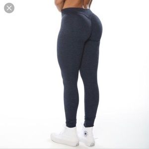 Celestial Bodiez Navy Blue Heather V Cut Full Length Booty Scrunch Leggings